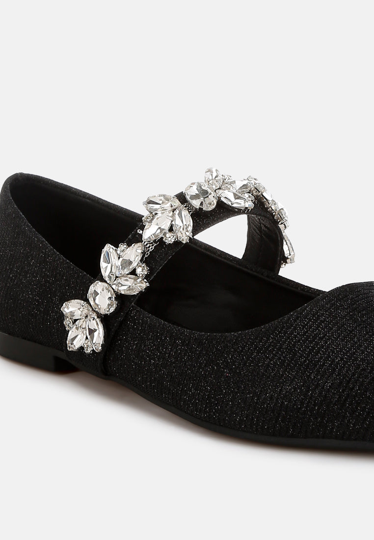 Women Diamante Brooch Glitter Ballerinas