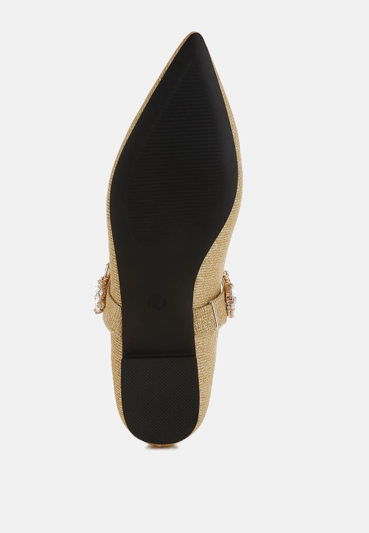 Women Diamante Brooch Glitter Ballerinas