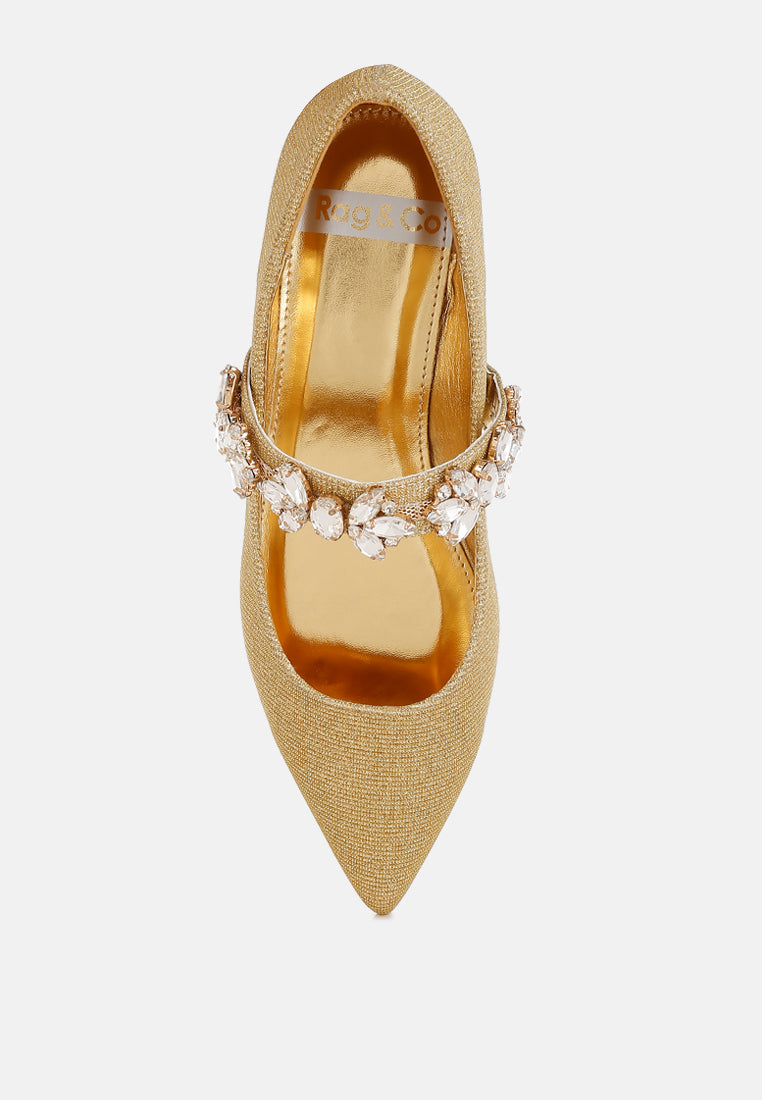 Women Diamante Brooch Glitter Ballerinas