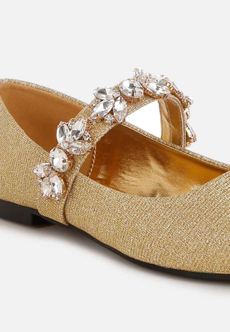 Women Diamante Brooch Glitter Ballerinas