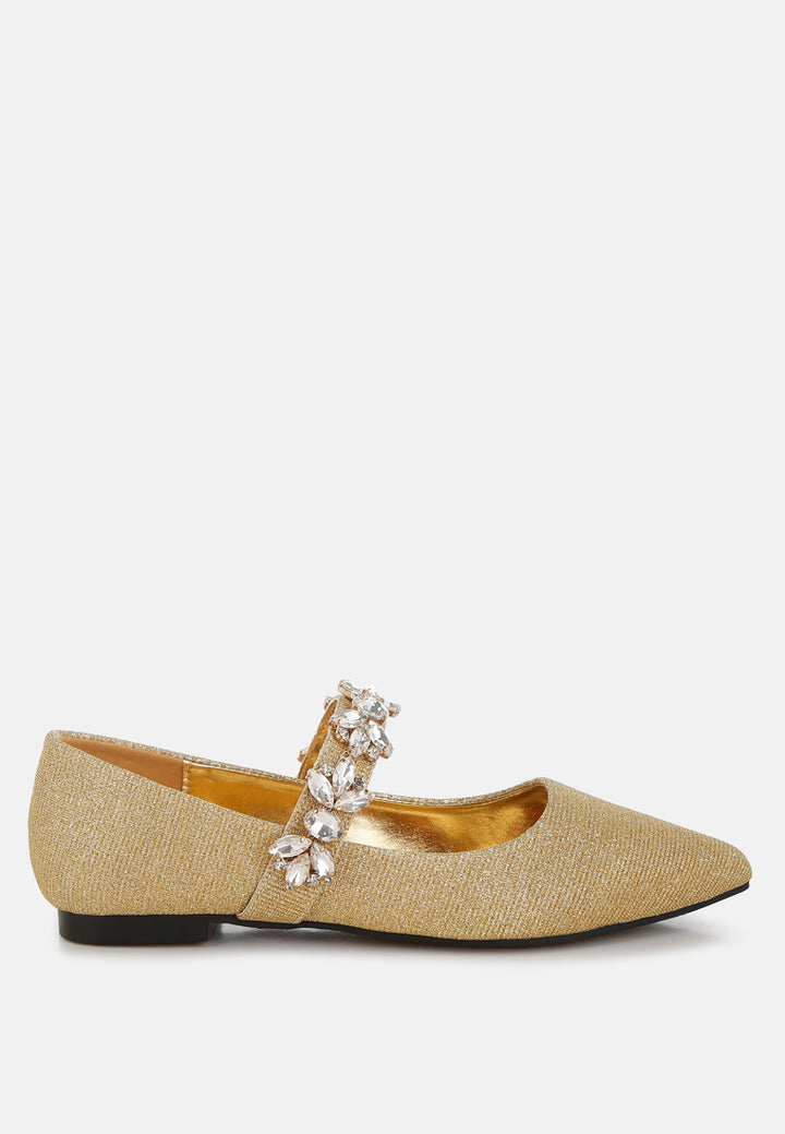 Women Diamante Brooch Glitter Ballerinas