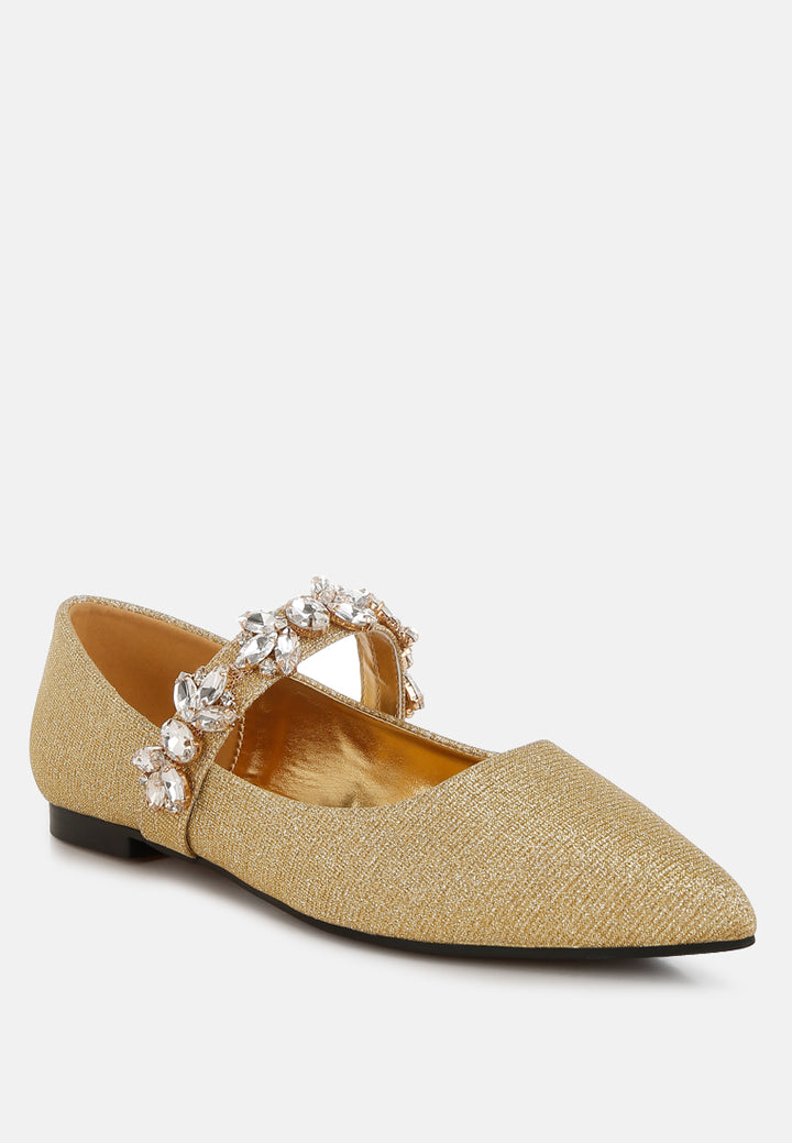 Women Diamante Brooch Glitter Ballerinas