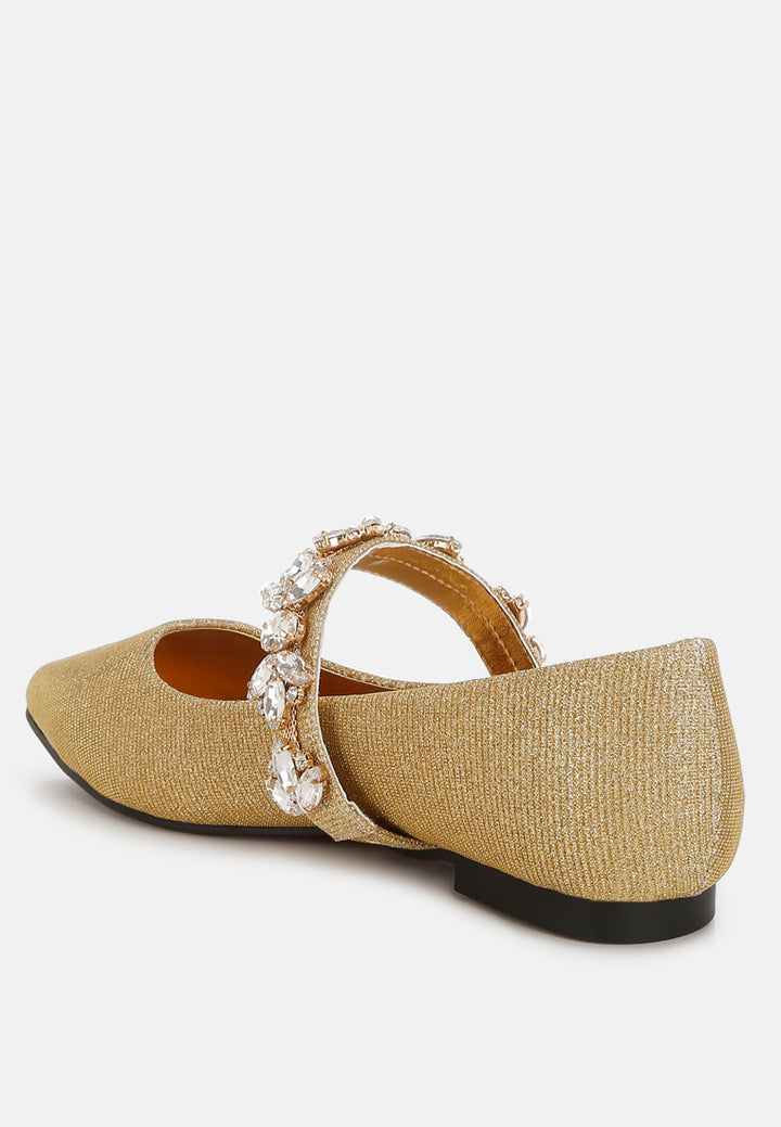 Women Diamante Brooch Glitter Ballerinas