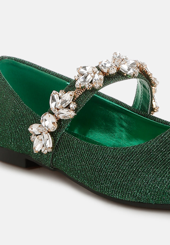 Women Diamante Brooch Glitter Ballerinas