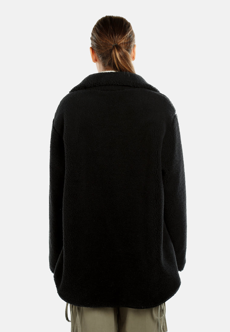 women fleece collar jacket#color_black
