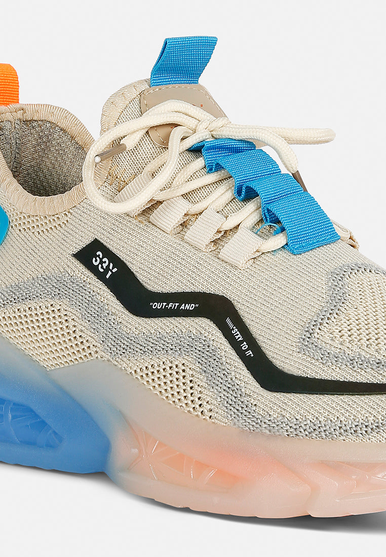 men's fly knit running sneakers#color_beige