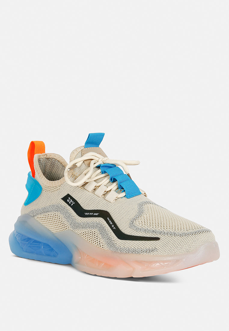 men's fly knit running sneakers#color_beige