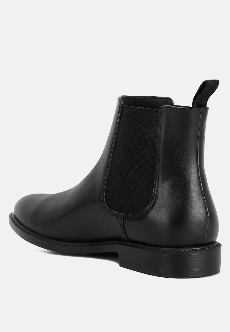 men faux leather chelsea boots#color_black