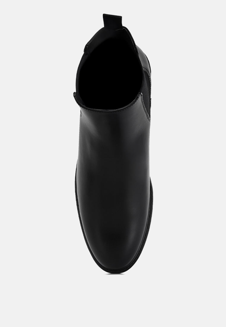 men faux leather chelsea boots#color_black
