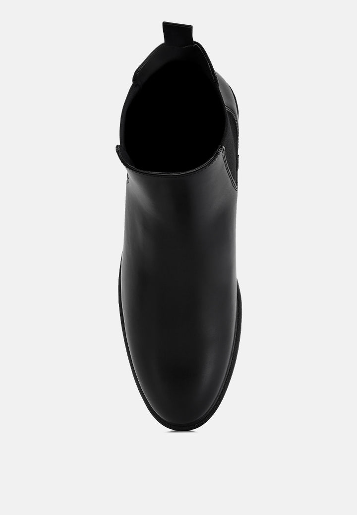 men faux leather chelsea boots#color_black