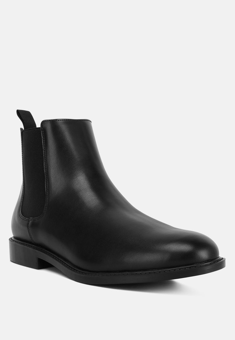 men faux leather chelsea boots#color_black