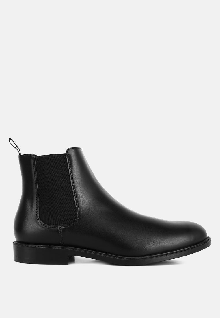 men faux leather chelsea boots#color_black
