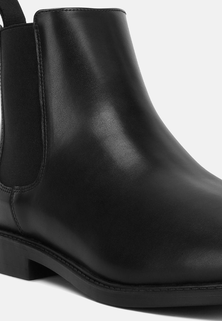 men faux leather chelsea boots#color_black