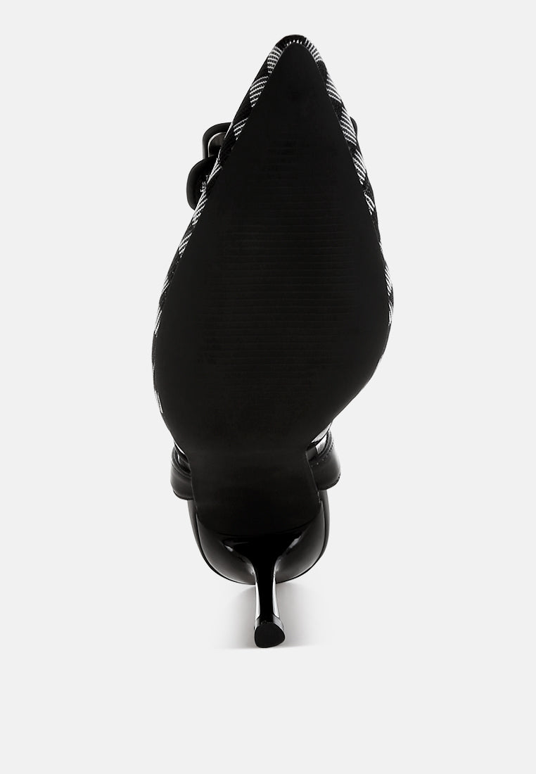 Women Mesh Checkered Pointy Stiletto Heels