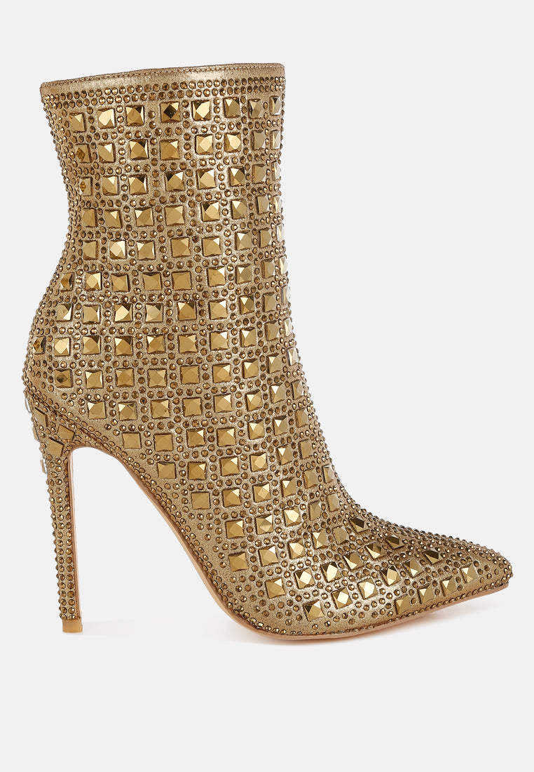 pointed toe rhinestones stiletto boots#colour_gold