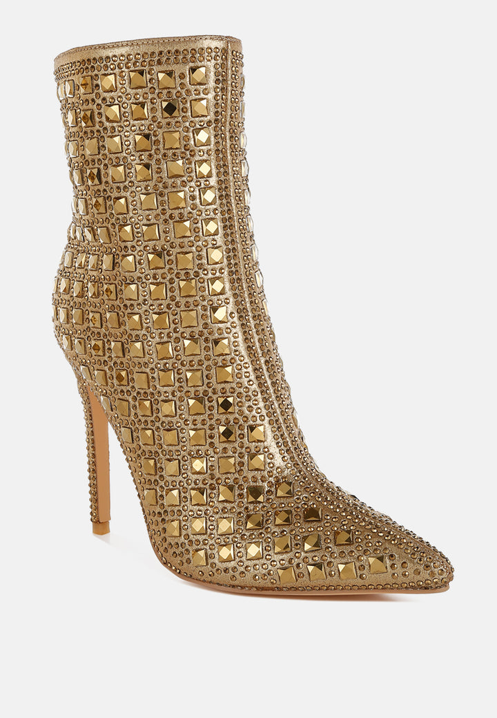 pointed toe rhinestones stiletto boots#colour_gold