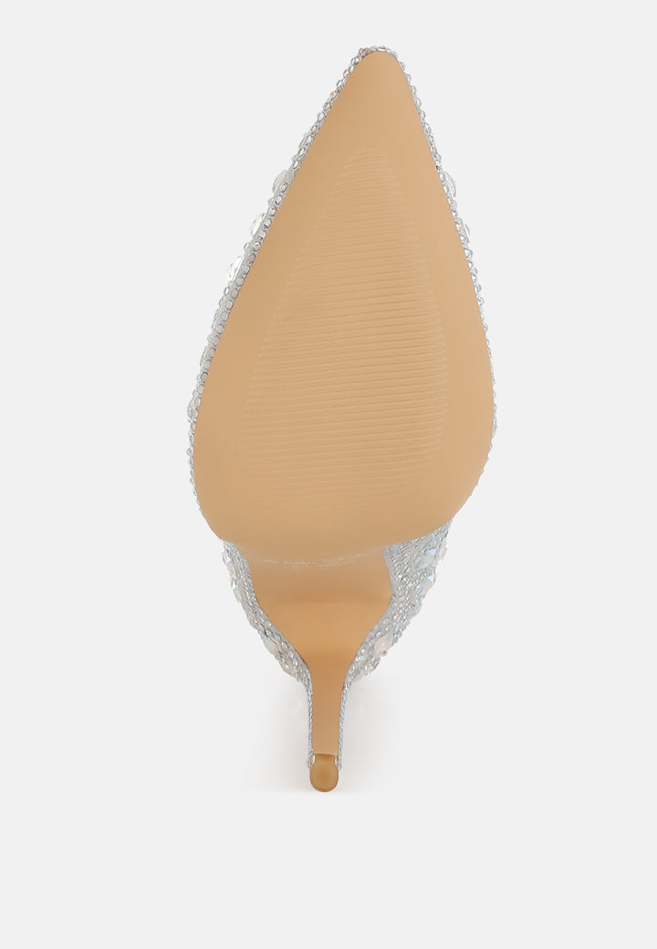 pointed toe rhinestones stiletto boots#colour_silver