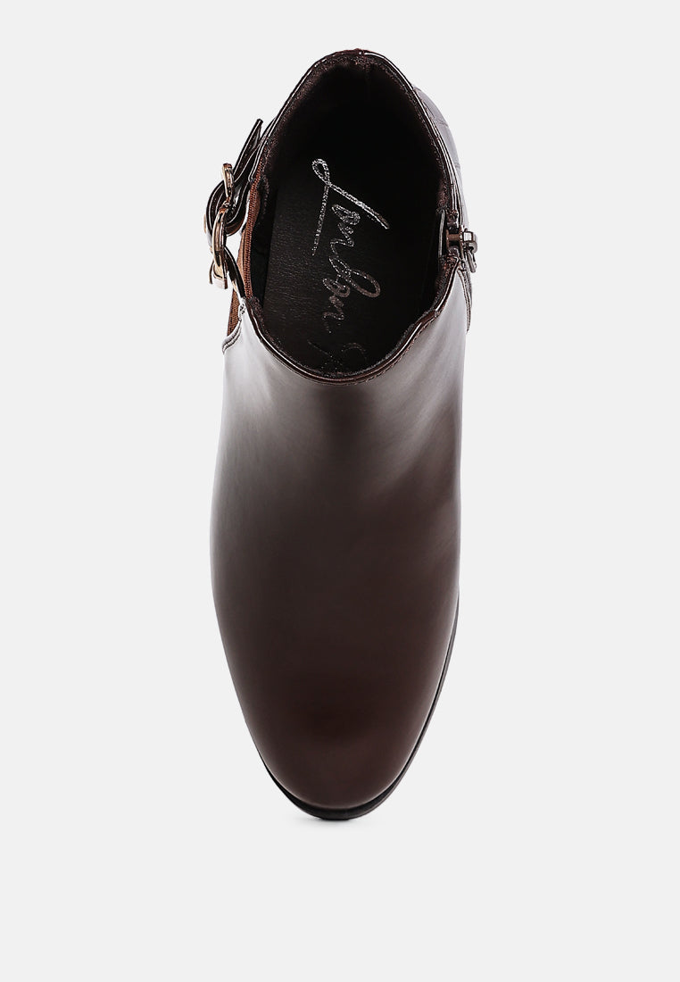 frothy buckled ankle boots with croc detail by ruw#color_brown