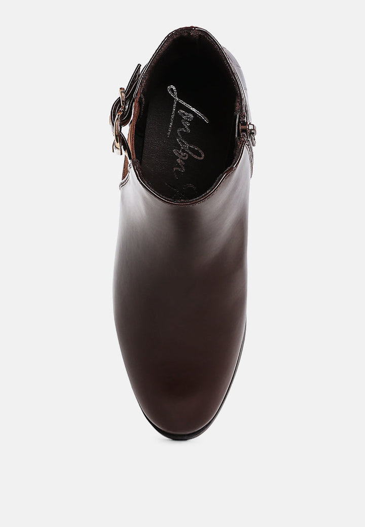 frothy buckled ankle boots with croc detail by ruw#color_brown