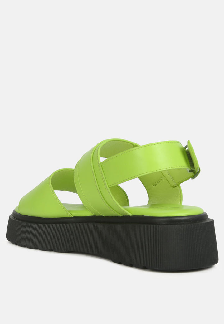 women pin buckle platform sandals#color_green
