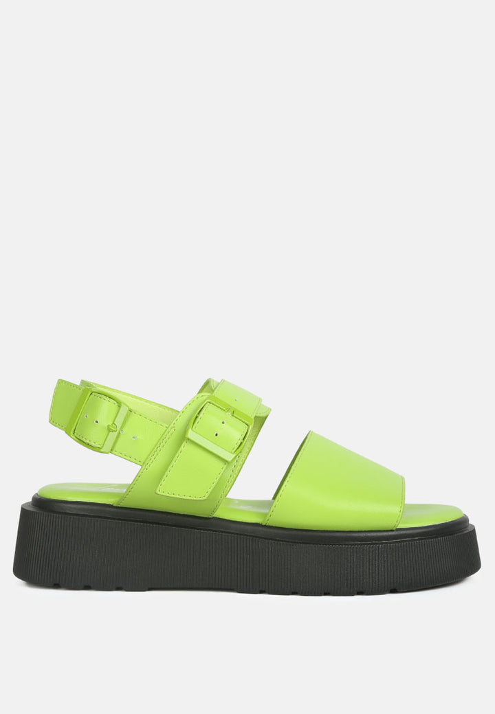 women pin buckle platform sandals#color_green