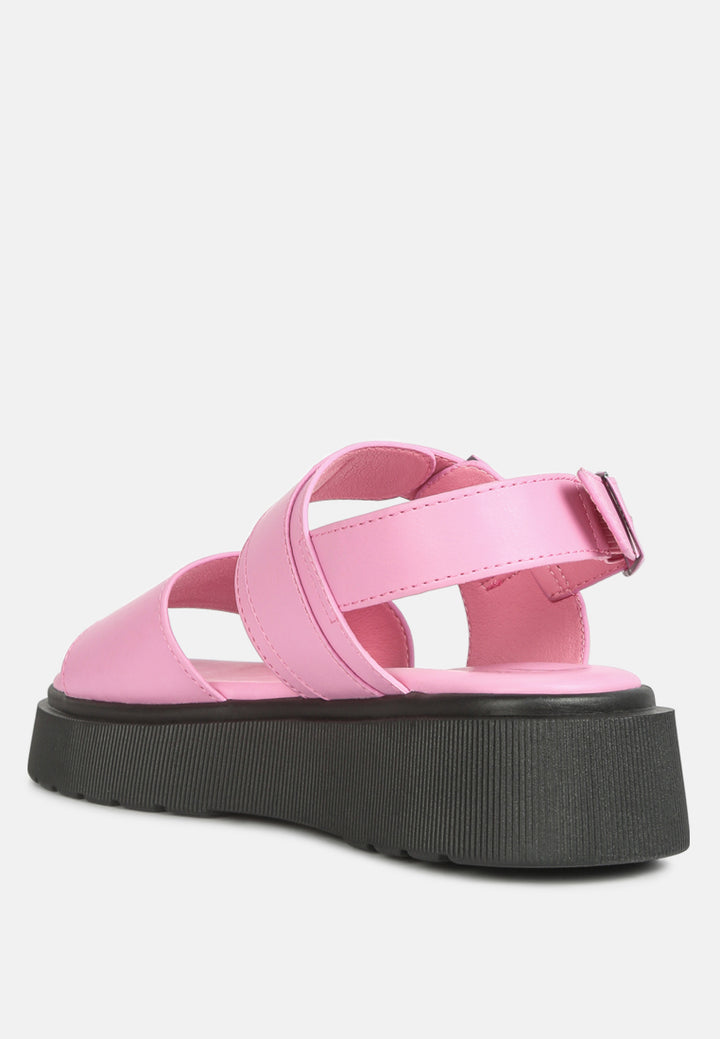 women pin buckle platform sandals#color_pink