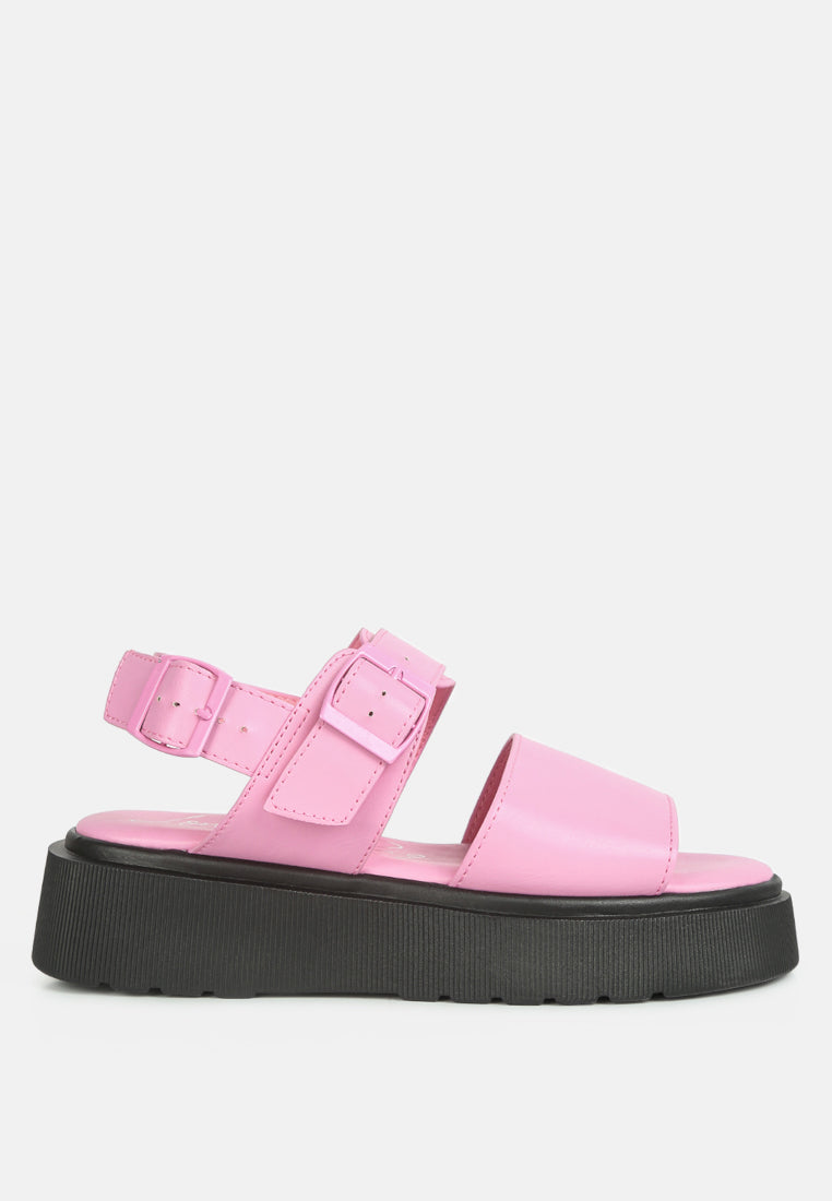 women pin buckle platform sandals#color_pink