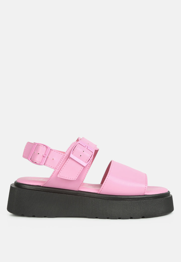 women pin buckle platform sandals#color_pink