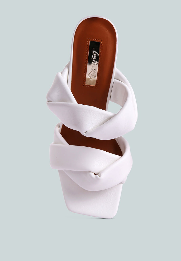 women twisted strap spool heeled sandals#color_white