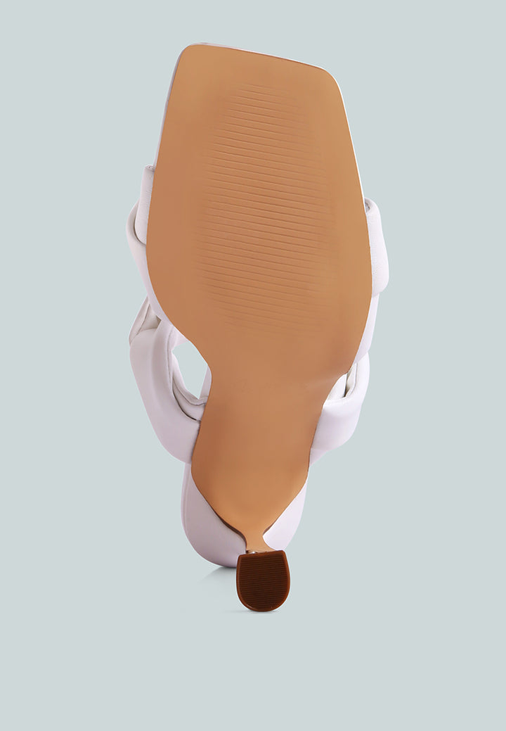 women twisted strap spool heeled sandals#color_white