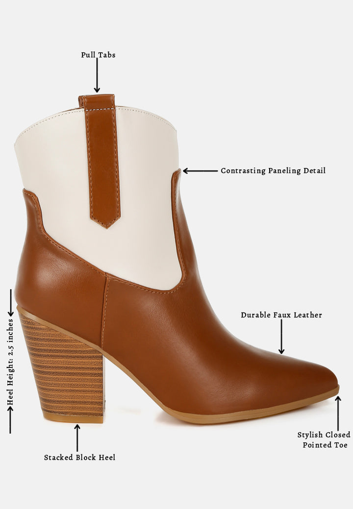 women two tone cowboy boots#color_tan