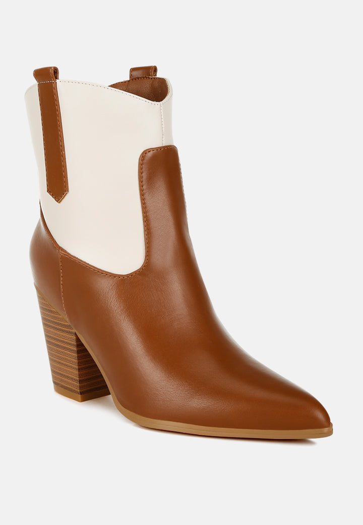 women two tone cowboy boots#color_tan