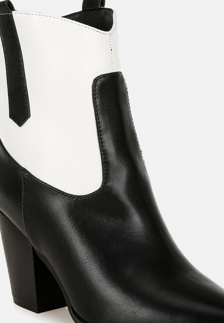 women two tone cowboy boots#color_black