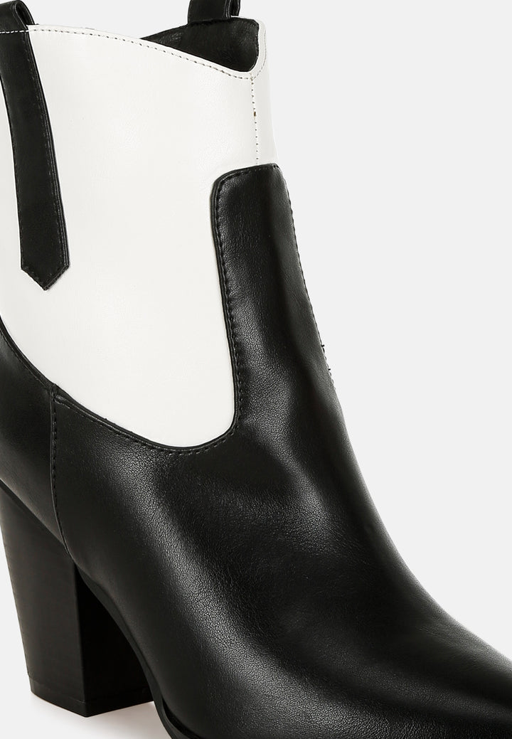 women two tone cowboy boots#color_black
