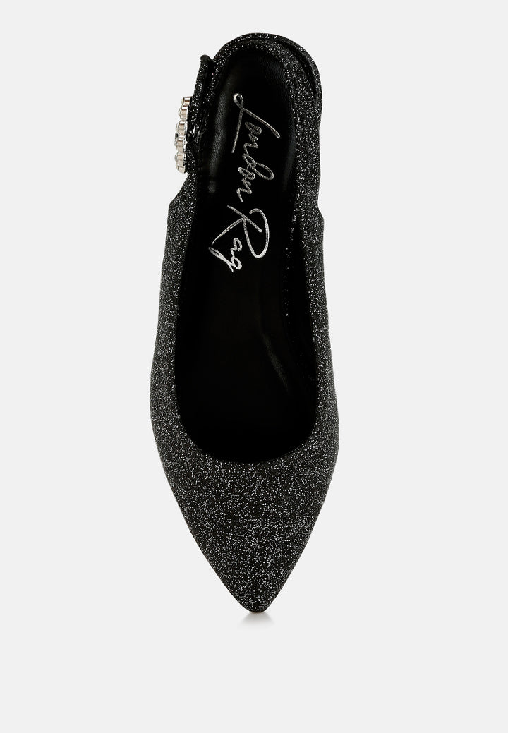 women glitter slingback flat sandals#color_black