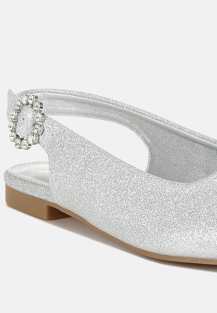 women glitter slingback flat sandals#color_silver