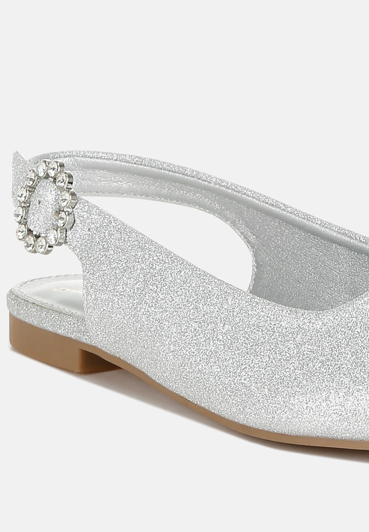 women glitter slingback flat sandals#color_silver