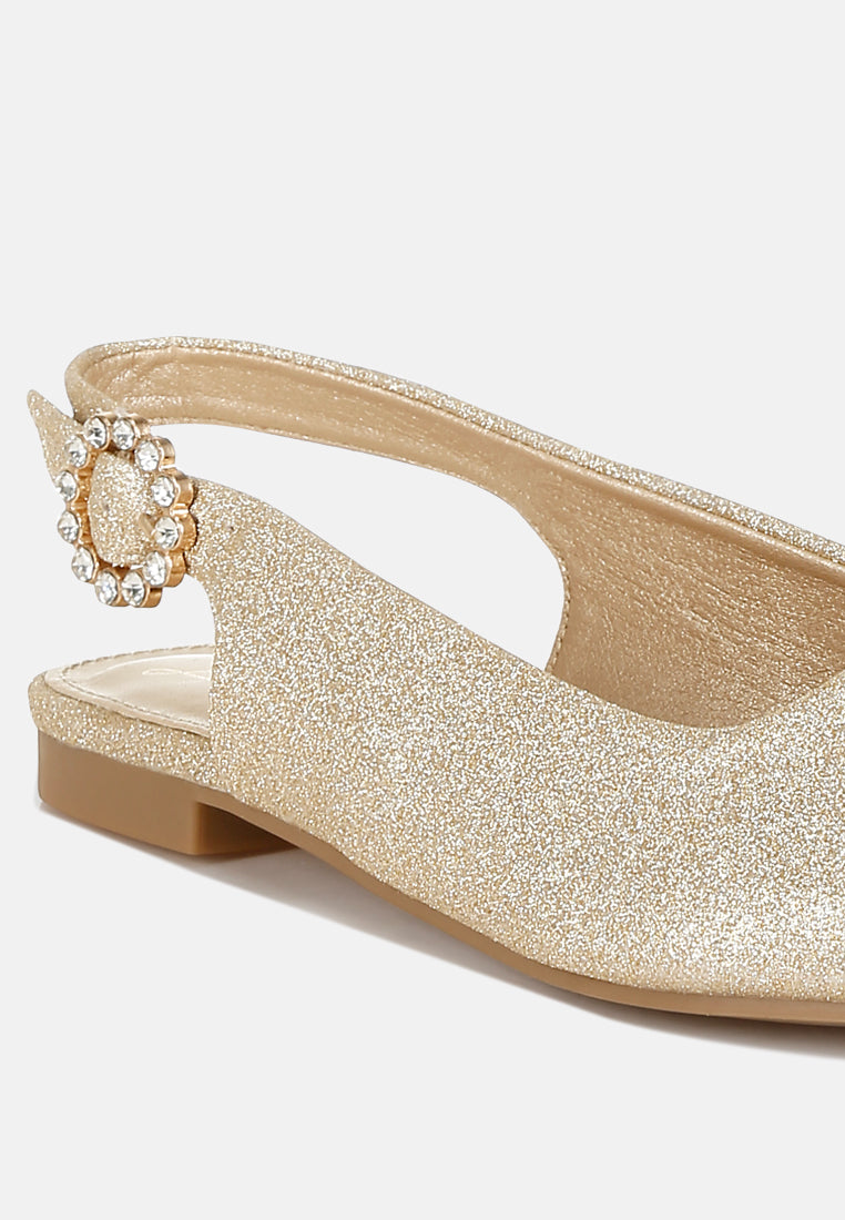 women glitter slingback flat sandals#color_gold