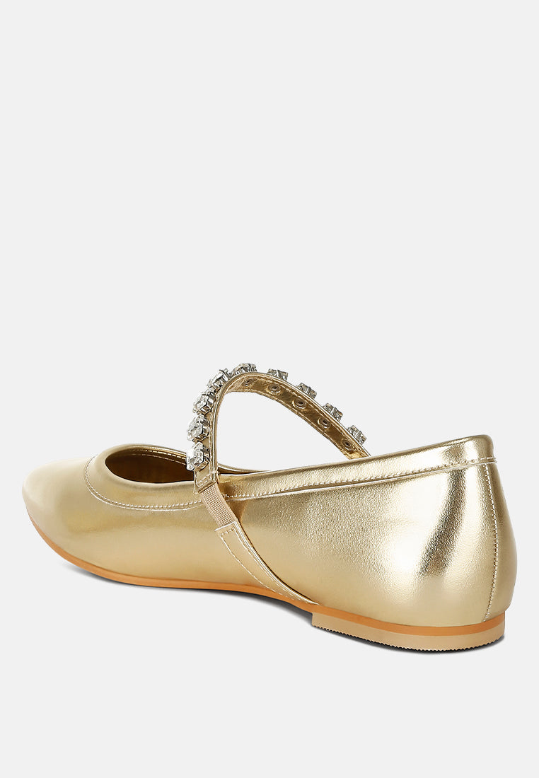 women metallic mary jane ballerinas#color_gold