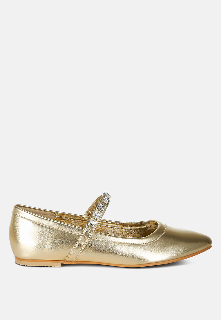 women metallic mary jane ballerinas#color_gold