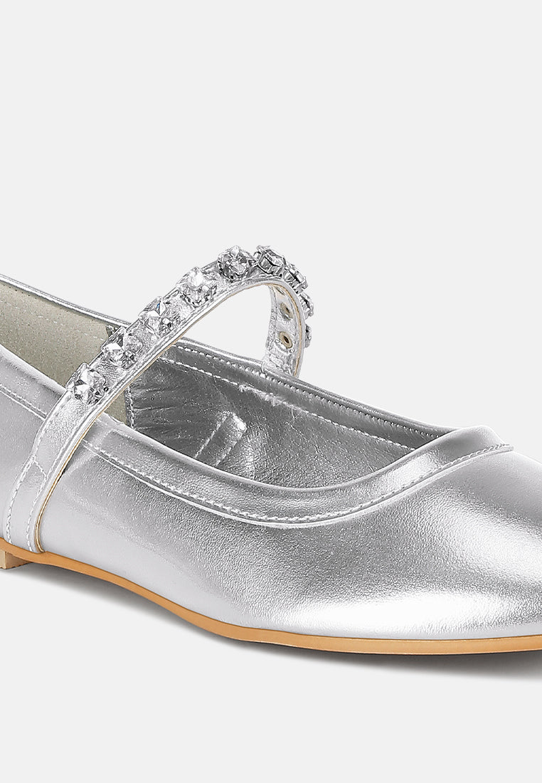 women metallic mary jane ballerinas#color_silver
