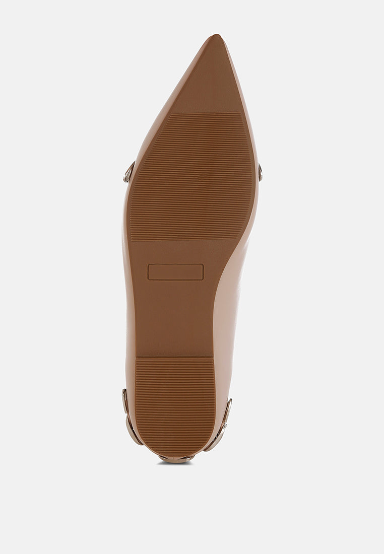 women belt buckle detail ballerinas#color_beige
