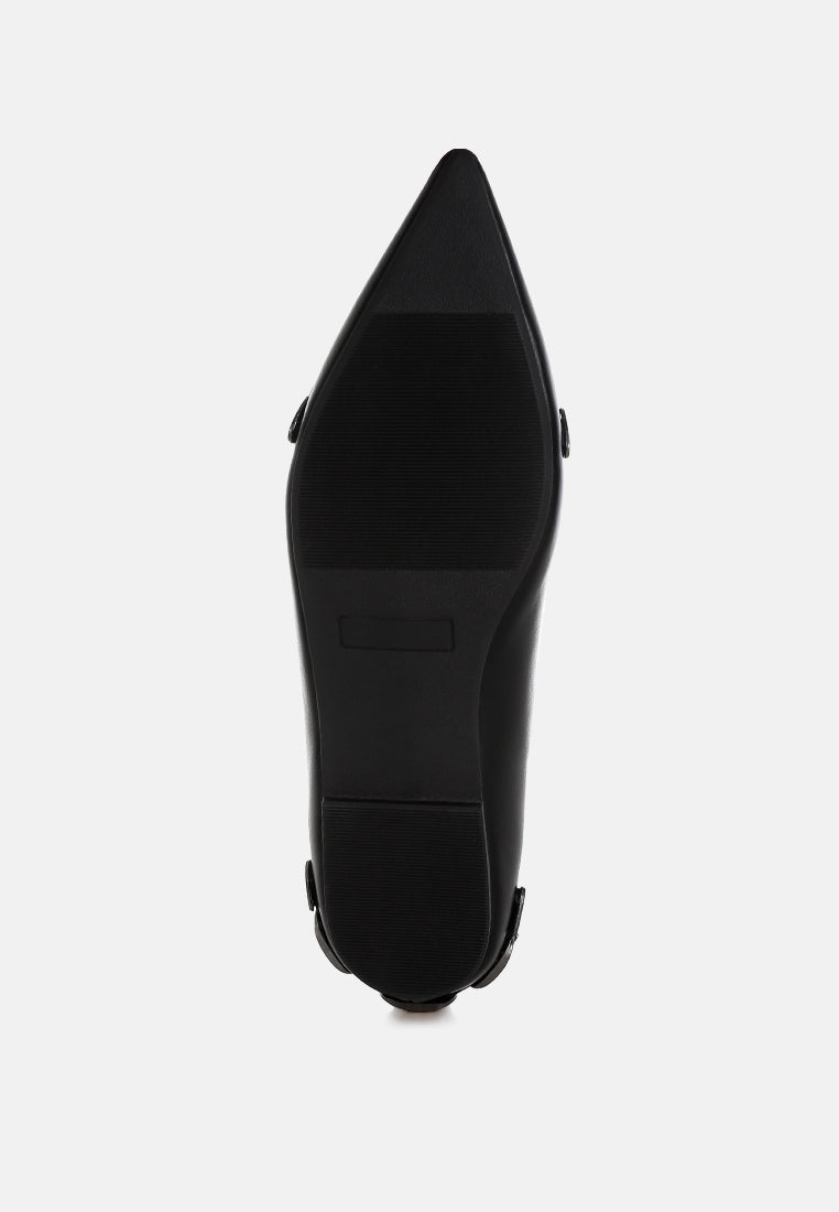 women belt buckle detail ballerinas#color_black