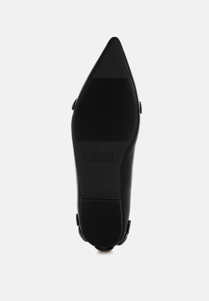 women belt buckle detail ballerinas#color_black