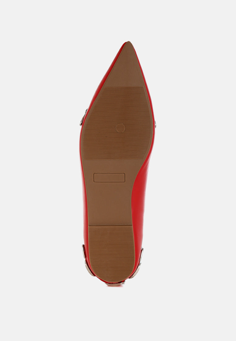 women belt buckle detail ballerinas#color_red