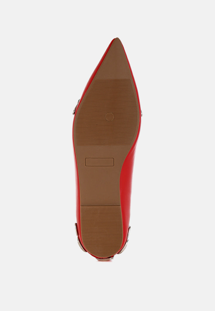 women belt buckle detail ballerinas#color_red