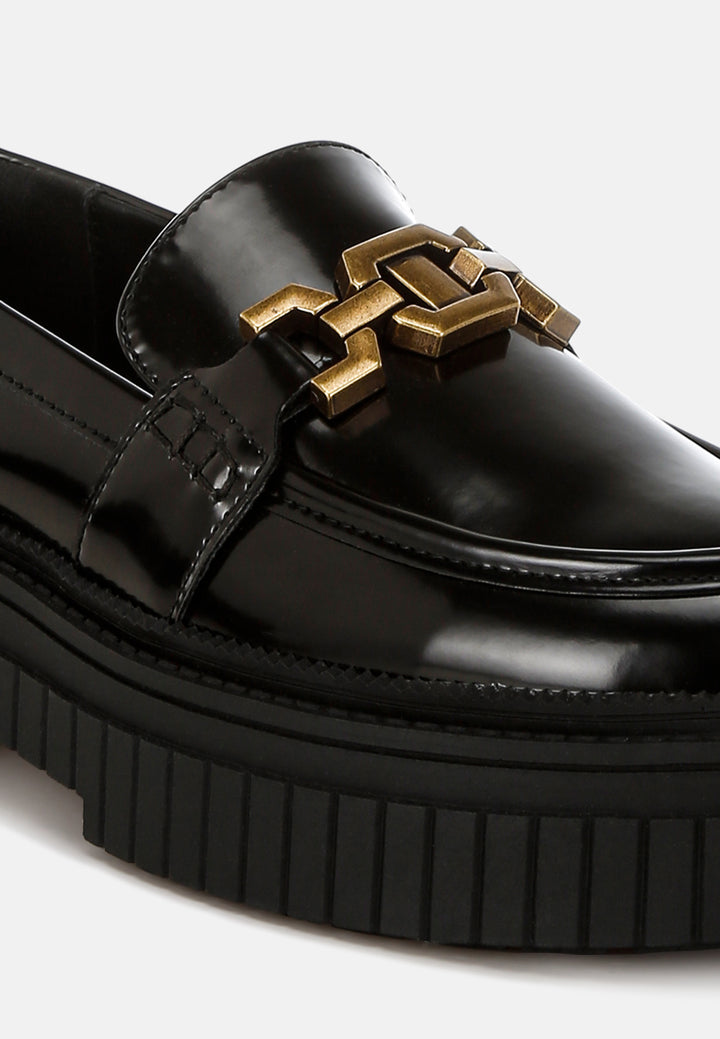 women horsebit chunky loafers#color_black