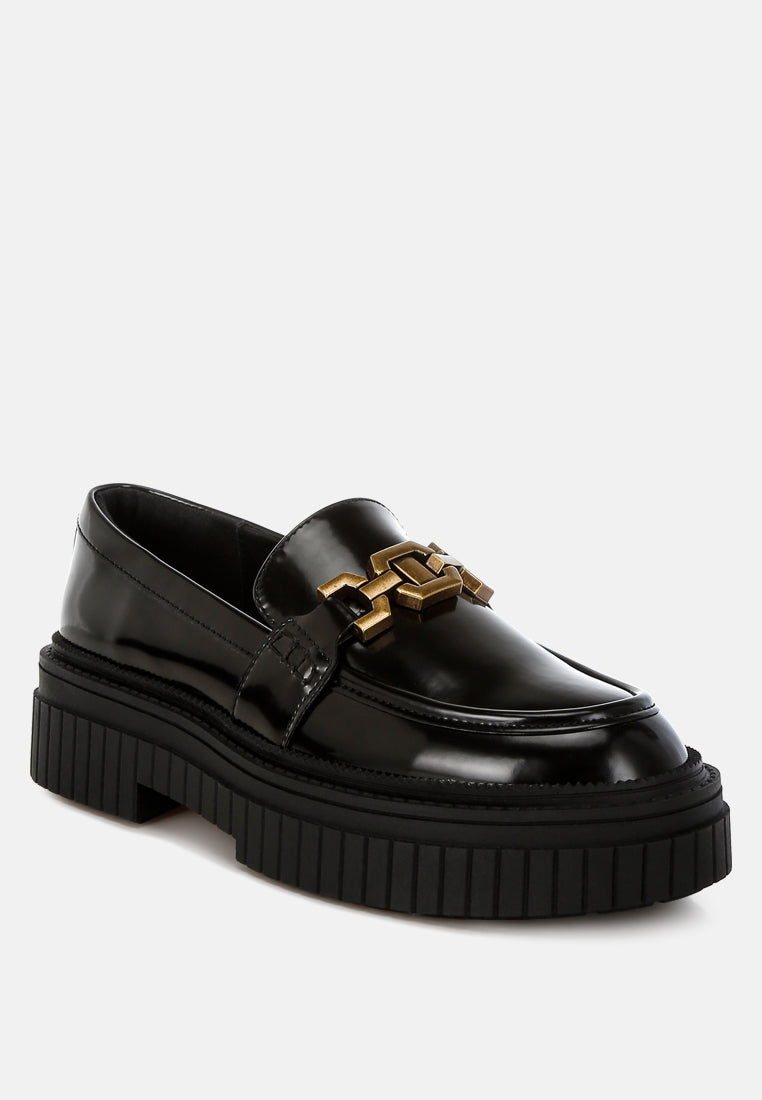 women horsebit chunky loafers#color_black