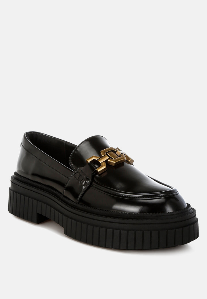 women horsebit chunky loafers#color_black