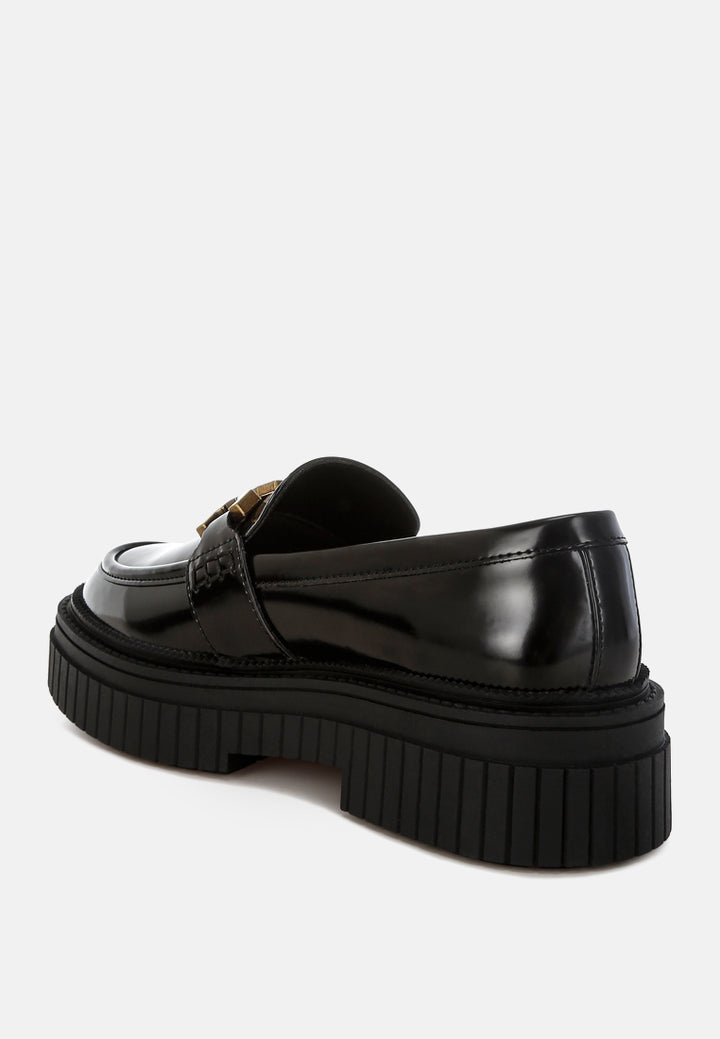 women horsebit chunky loafers#color_black